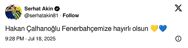 Serhat Akın'ın paylaşımı da Fenerbahçe taraftarına ekstra bir heyecan yaşattı.