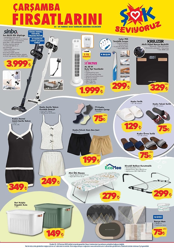 Sinbo Dik Süpürge 3.999 TL,
