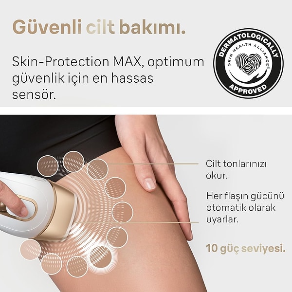 SkinPro 2.0 SensoAdapt teknolojisi cilt rengini saniyede 80 kez otomatik algılıyor ve ışık şiddetini buna göre ayarlıyor.