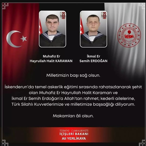 Hatay’ın İskenderun ilçesinde bulunan askeri birlikte 2 askerin susuzluk nedeniyle şehit olması gündemde.