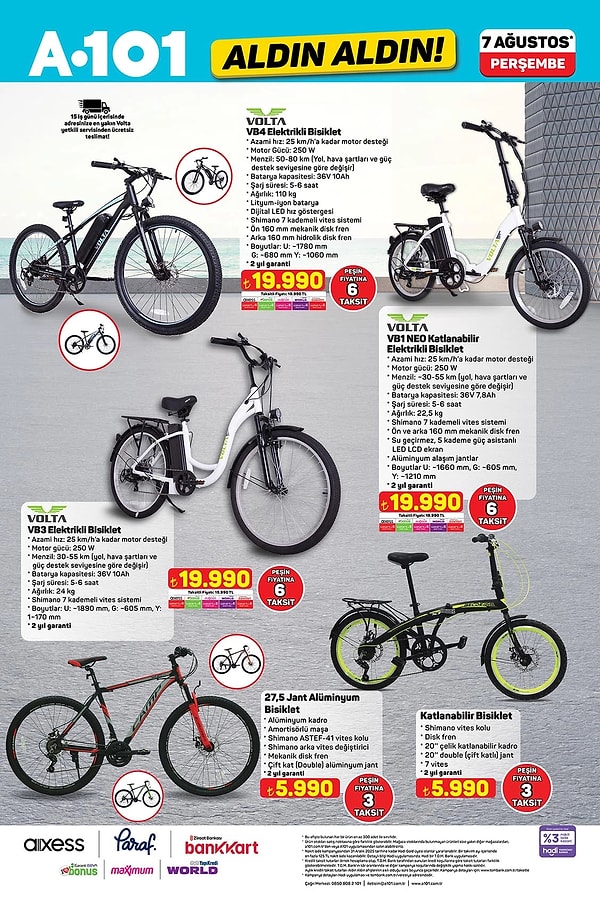 Volta VB1 Neo Elektrikli Katlanabilir Bisiklet 19.990 TL
