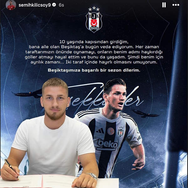 Beşiktaş, son iki sezonunu kötü geçirmeye devam ederken, dikkat çeken ve konuşulan isimlerin başında Semih Kılıçsoy geliyordu.