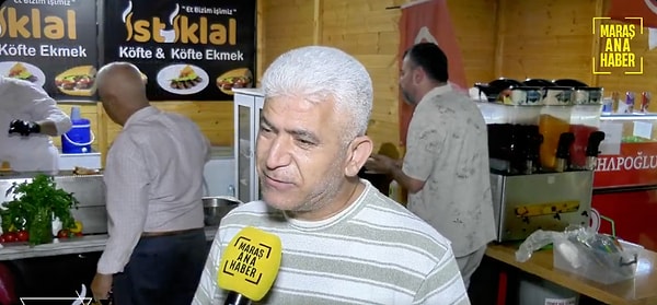 Kahramanmaraş’ta düzenlenen Ağustos Fuarı’nı ziyaret eden esnaf Bekir Çakırlı, eşiyle birlikte fuar alanındaki bir işletmede köfte yedi.