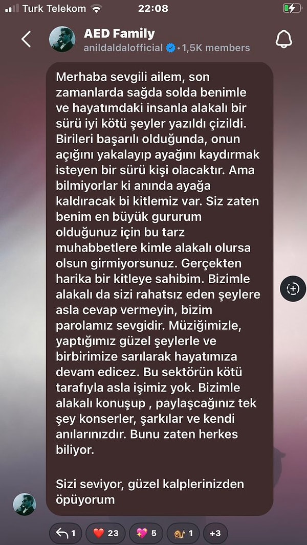Mina Solak'la geçtiğimiz günlerde birlikte görüntülenen Anıl Daldal o özürün ardından sosyal medya hesabından açıklamalarda bulundu.