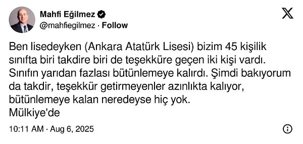 Mahfi Eğilmez'den eğitim sistemine eleştiri: