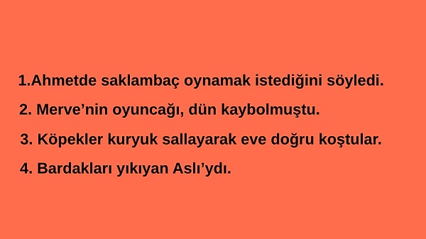 9. Aşağıdaki cümlelerden hangisi doğru yazılmıştır?