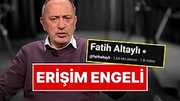 Cezaevinde tutuklu bulunan gazeteci Fatih Altaylı'nın YouTube kanalı hakkında erişim engeli kararı verildi.