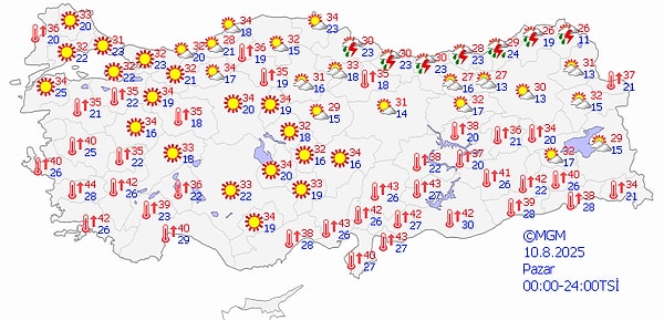 10 Ağustos Pazar Hava Durumu 👇