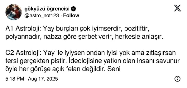 Yay burcuyla devam edelim.