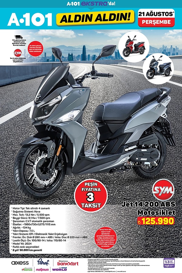 Sym Jet 14 200 ABS Motosiklet 125.990 TL