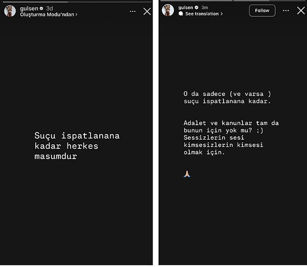 Taciz iddiaları sosyal medyanın bir numaralı gündemiyken Gülşen'in paylaşımı tepki çekti.