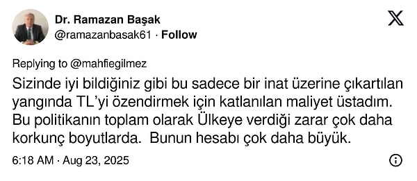 Eğilmez'in paylaşımına gelen yorumlardan birkaçı şöyle oldu: