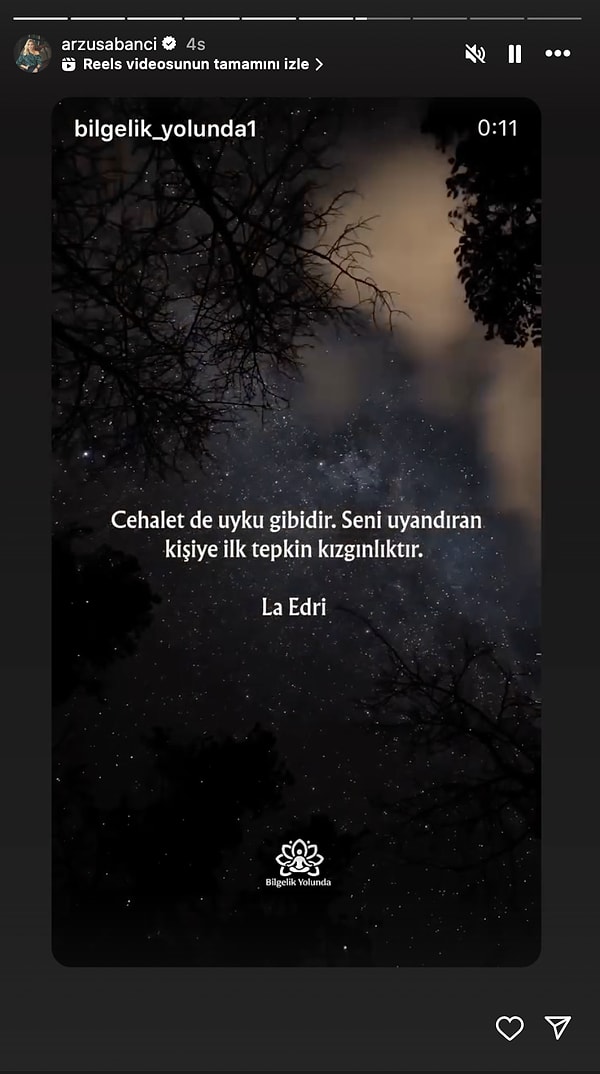 Arzu Sabancı'nın profiline gittiğimizde o paylaşımın çoktan geldiğini hepimiz görmüş olduk!