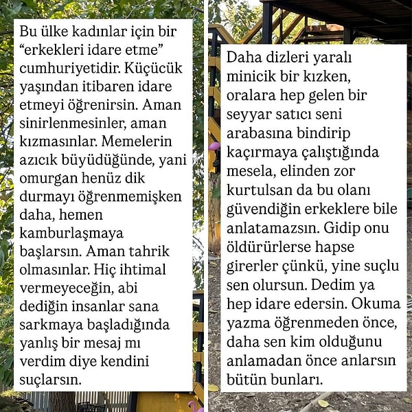 Türkiye'de kadın olmanın ne demek olduğunu en çıplak haliyle, eksiksiz bir şekilde anlatan Aylin Balboa, "Bu ülke kadınlar için bir “erkekleri idare etme” cumhuriyetidir." dedi.