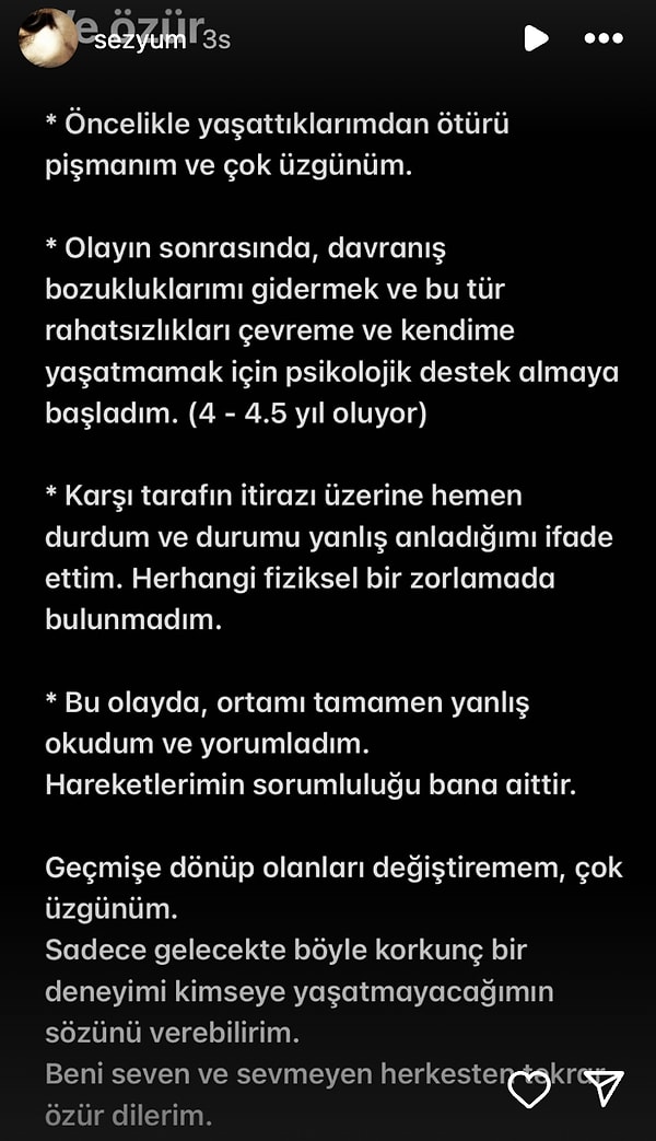 Sezyum, iddiaları kabul ederek özür diledi.