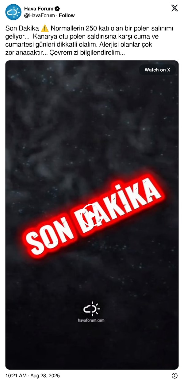 Bitkilerin çoğalabilmesi için elzem olan polenler mevsimsel olarak artış gösteriyor.