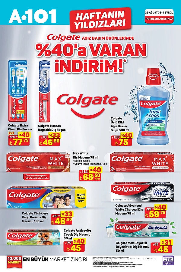 Colgate ağız bakım ürünlerinde %40'a varan indirim!