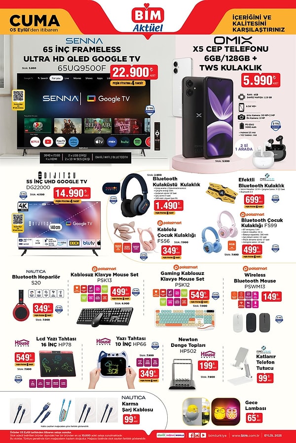 Senna 65" Framaless Ultra HD Qled Google Tv 22.900 TL