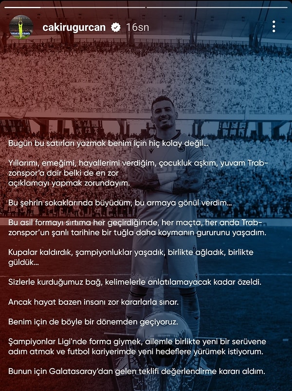 Uğurcan Çakır’ın paylaşımı 👇