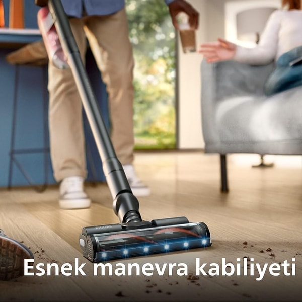 Yüksek emiş gücüyle hem sert zeminlerde hem halıda derinlemesine temizlik sağlıyor.