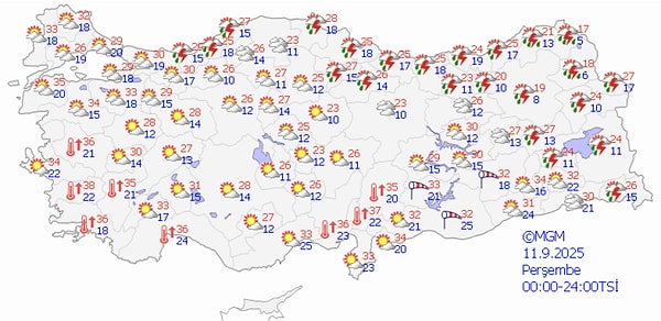 İşte yarınki hava durumu;