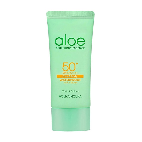 2. Holika Holika Aloe Waterproof SPF50+ Sun Cream