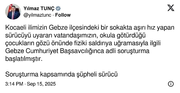 Adalet Bakanı Yılmaz Tunç’tan açıklama. Olay hakkında soruşturma başlatıldı.