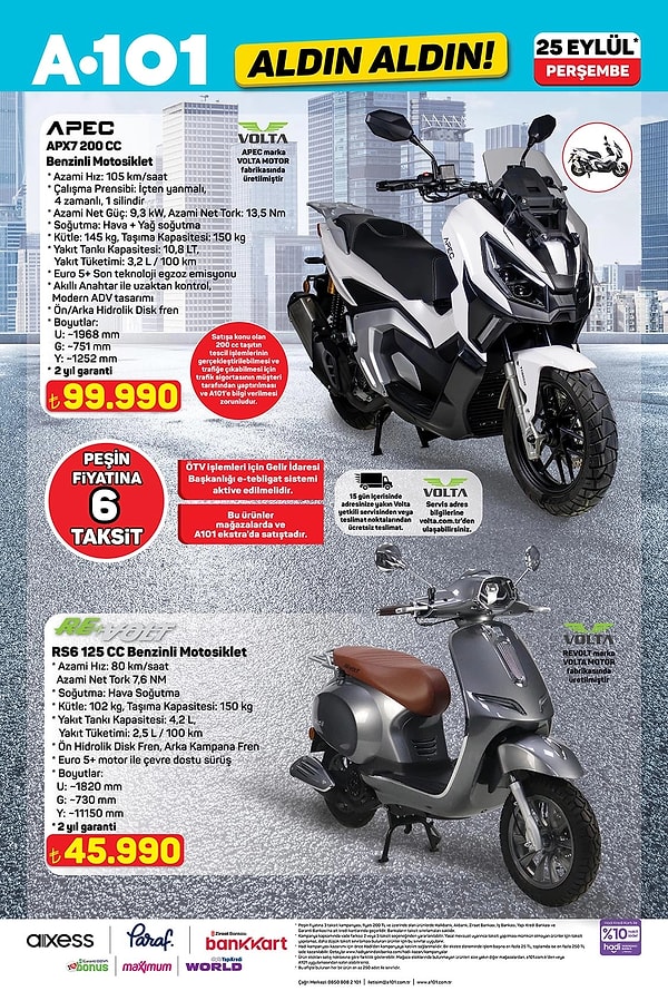 APEC APX7 200 CC Benzinli Motosiklet 99.990 TL