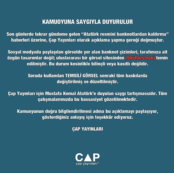 Söz konusu yayınevinden açıklama geldi;