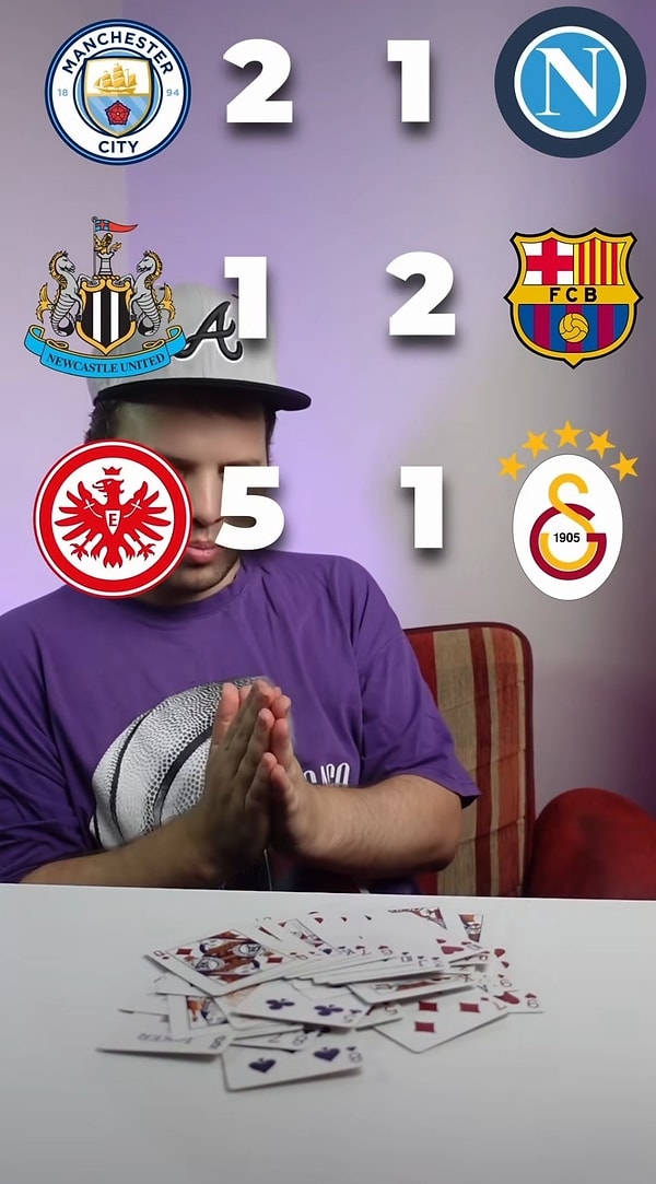 Pek çok kişi Galatasaray'ın puan veya puanlar almasını beklerken bir içerik üreticisi Galatasaray'ın 5-1 yenileceğini öngördü.