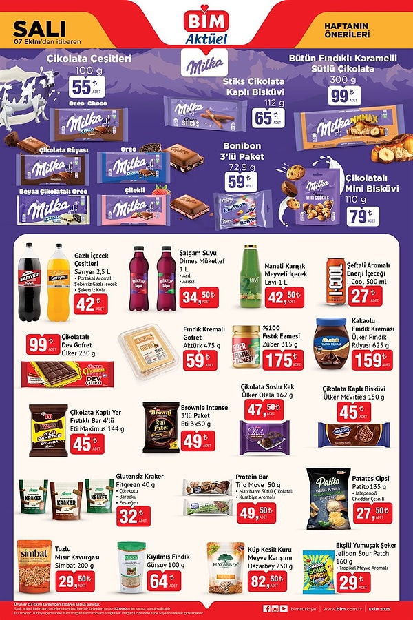 Milka Çikolata Çeşitleri 100 gr 55 TL