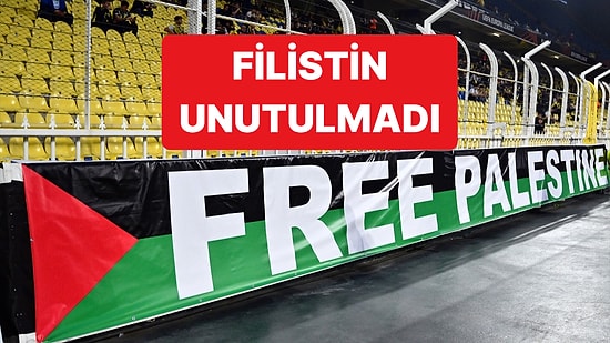 Fenerbahçe-Nice Maçında Filistin Pankartları ve Bayrakları Açıldı