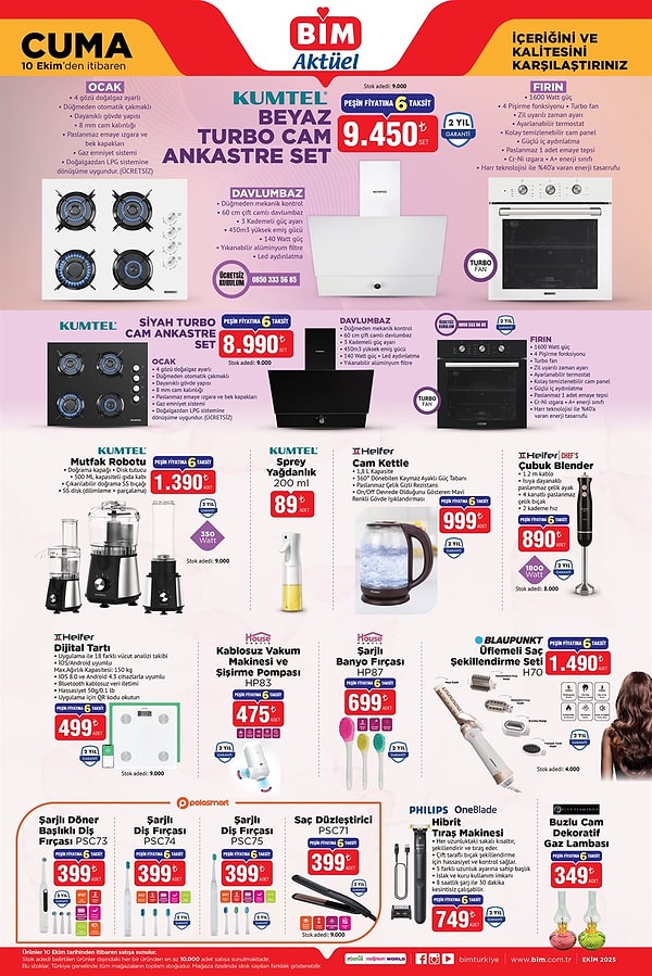 Kumtel Beyaz Turbo Cam Ankastre Set 9.450 TL
