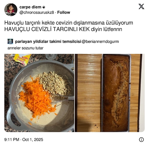 Havuçlu tarçınlı cevizli şekerli unlu...