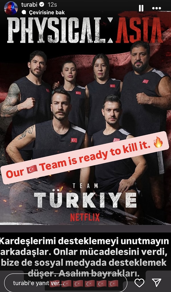 Nefise ve Ogeday'ın Netflix'te yayınlanacak Team Türkiye'ye katılacağını açıklayarak destek isteyen Turabi, "Onlar Survivor'a katılmayacak mı?" diye düşündürdü.