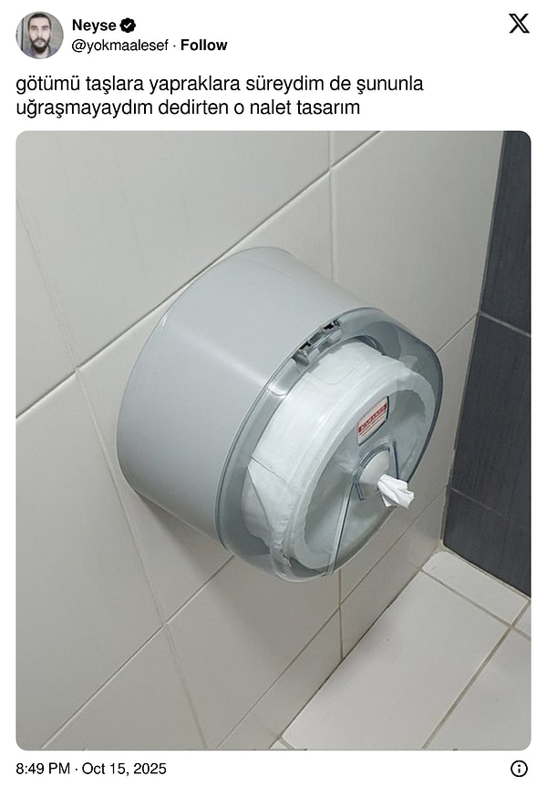 Bir de ortadan çekmeli kağıtlık geldi.