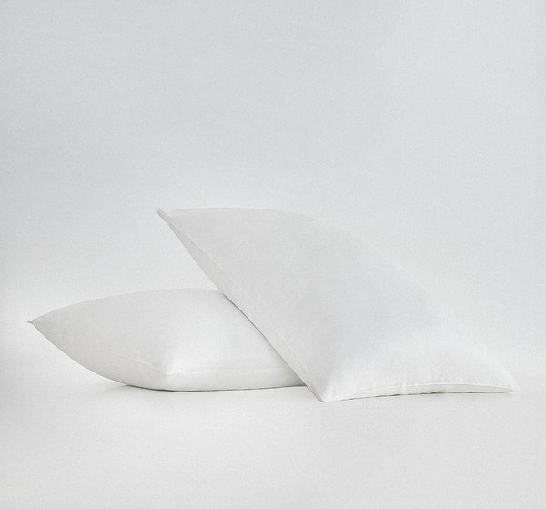 2 li Düz Yastık Kılıfı Organik Pamuk Saten Krem