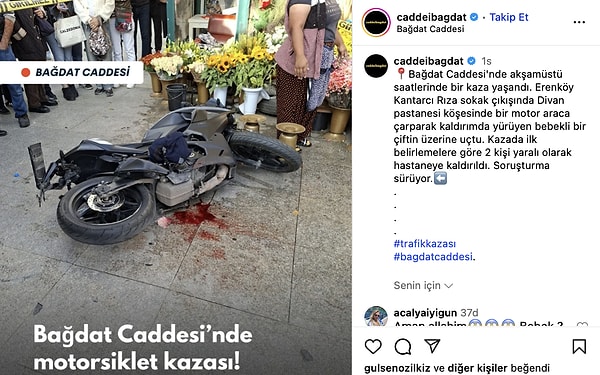 Helvacıoğlu ve ailesinin geçirdiği kazanın yaklaşık 1 saat önce @caddeibagdat hesabında paylaşılan bu kaza olduğu söyleniyor.