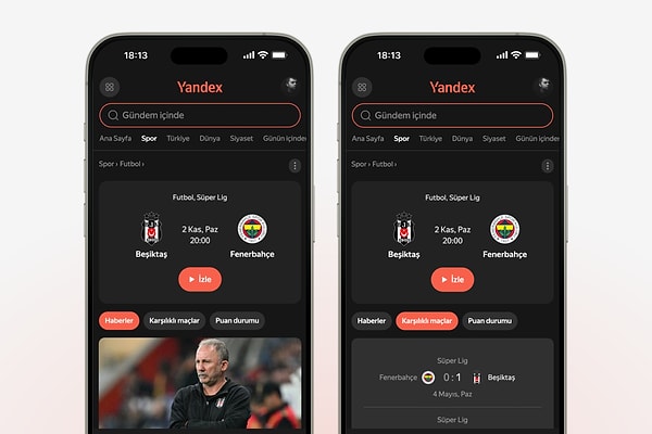 Beşiktaş - Fenerbahçe derbisini Yandex Arama aracılığı ile izle!