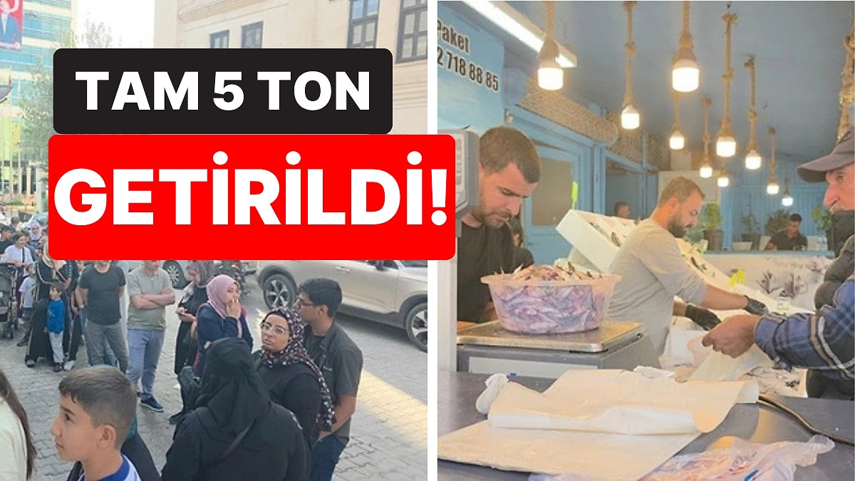 Cumhuriyet Bayramı’na Özel Getirilen 35 Liralık Hamsi İçin Şanlıurfa’da Uzun Kuyruk Oluştu