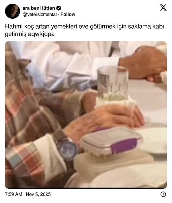 Bir kullanıcı ise Rahmi Koç'un saklama kabına dikkat çekti! 😂
