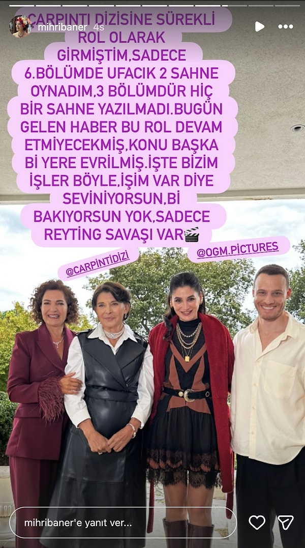 Oyuncunun paylaşımı sitem doluydu. Tepkisini şu sözlerle dile getirdi: