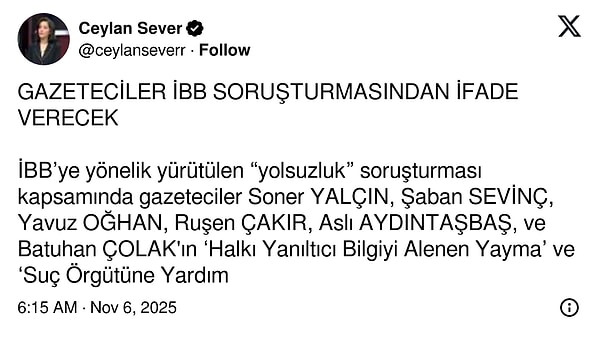 6 gazetecinin ifade vereceği öğrenildi.