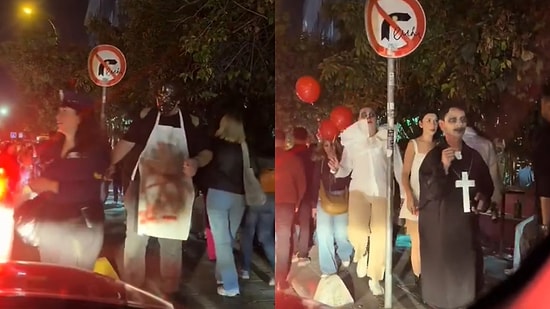 Costumed Young Partygoers Caught on Camera in Kadıköy on Halloween