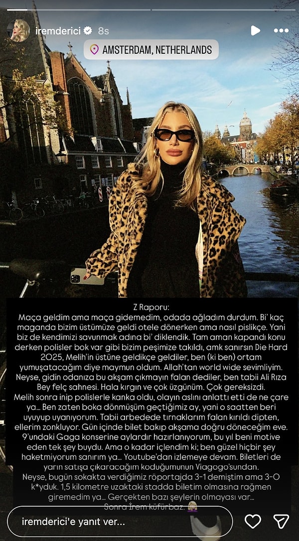 In her post, Derici also noted that she experienced a significant morale drop following the incident: