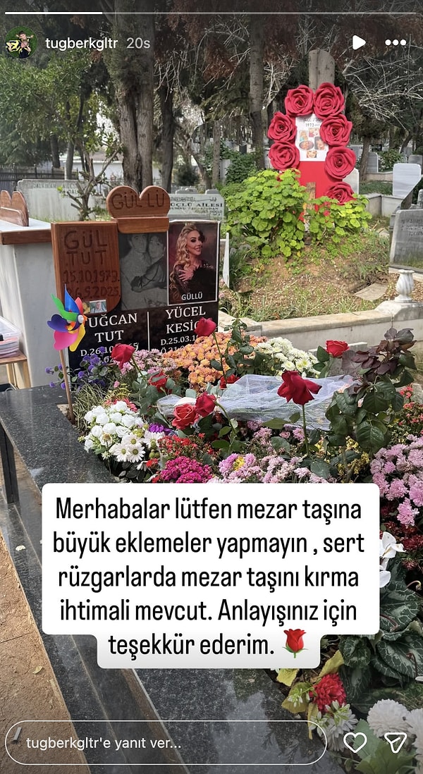 Son olarak Tuğberk Yağız, annesinin mezarını paylaştı.