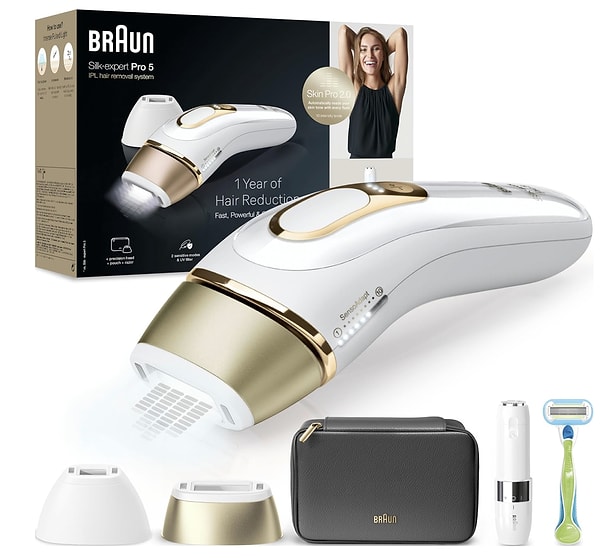Braun IPL Silk·expert Pro 5 PL5146, evde profesyonel tüy alma deneyimi yaşamak isteyenler için geliştirilmiş güçlü bir model.