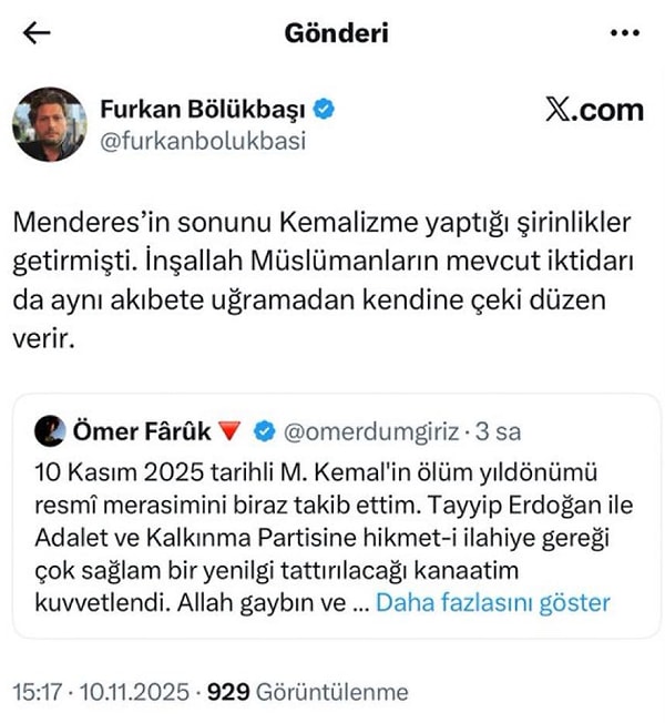 İşte Furkan Bölükbaşı’nın o paylaşımı: