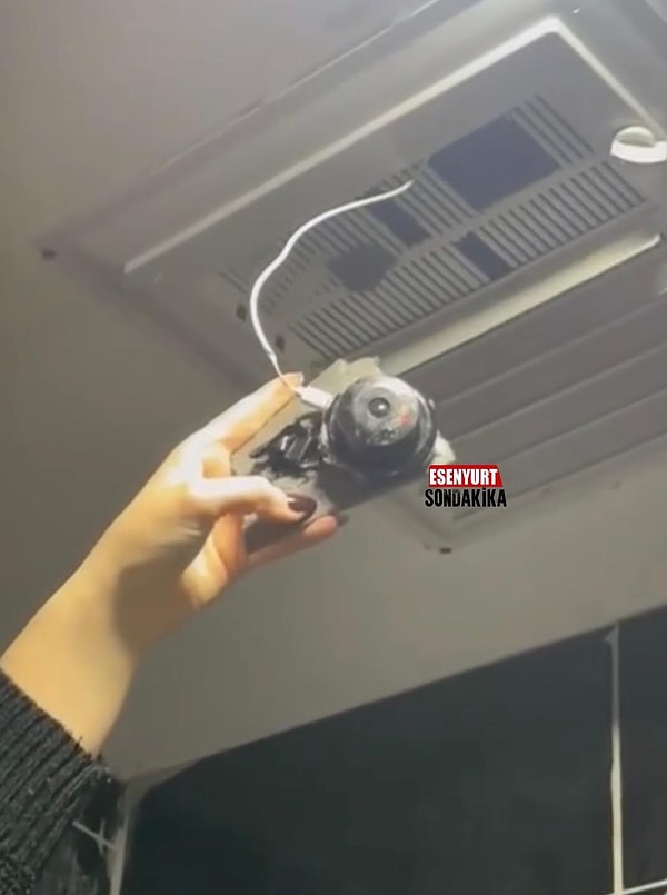 Esenyurt Son Dakika'nın paylaştığı görüntülere göre kamerada kablo olduğu da görüldü.