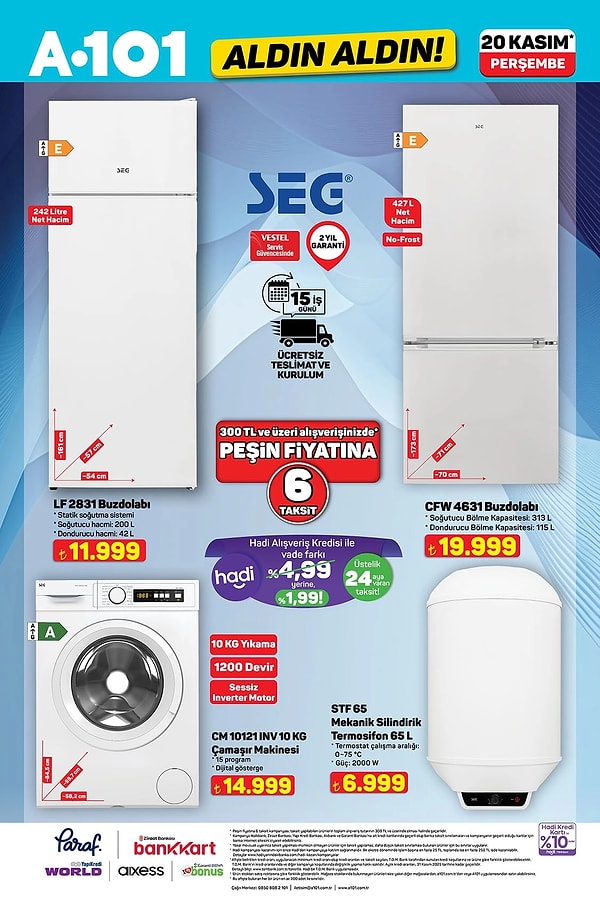 SEG Mekanik Silindirik Termosifon 65 L 6.999 TL
